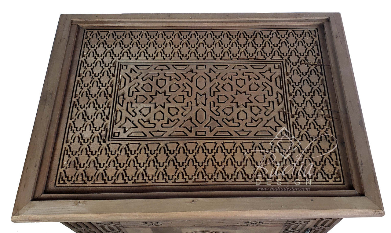 Moroccan Hand Carved Wooden Cabinet