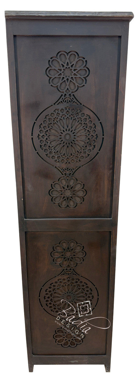 Dark Stained Hand Carved Moroccan Wooden Cabinet