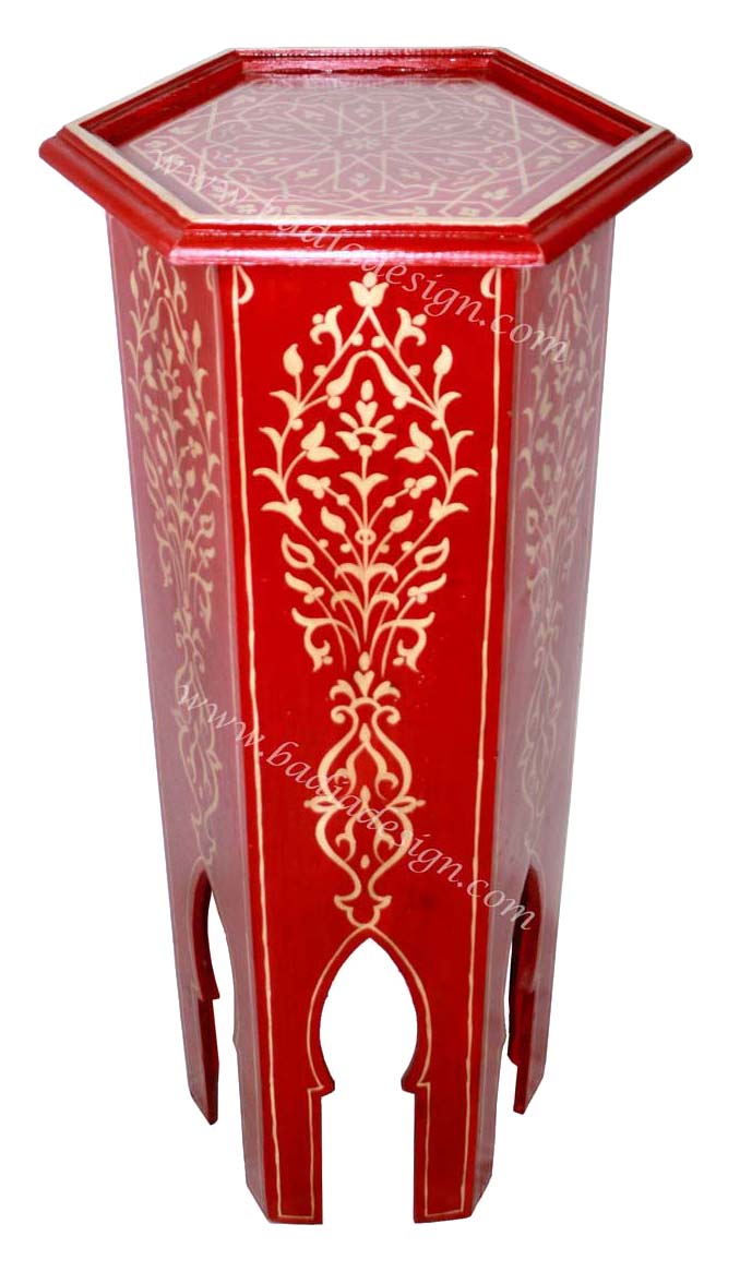 Tall Moroccan Hand Painted Accent Table