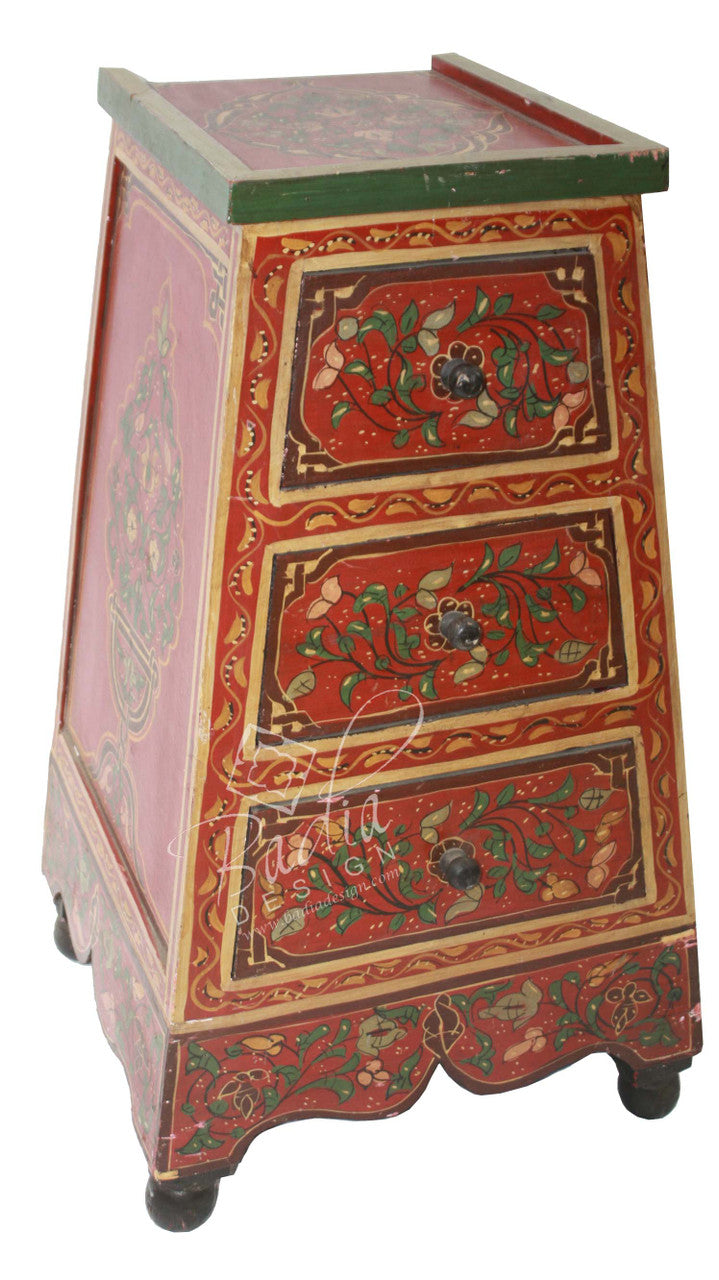 Cedar Carved Hand Painted Cabinet