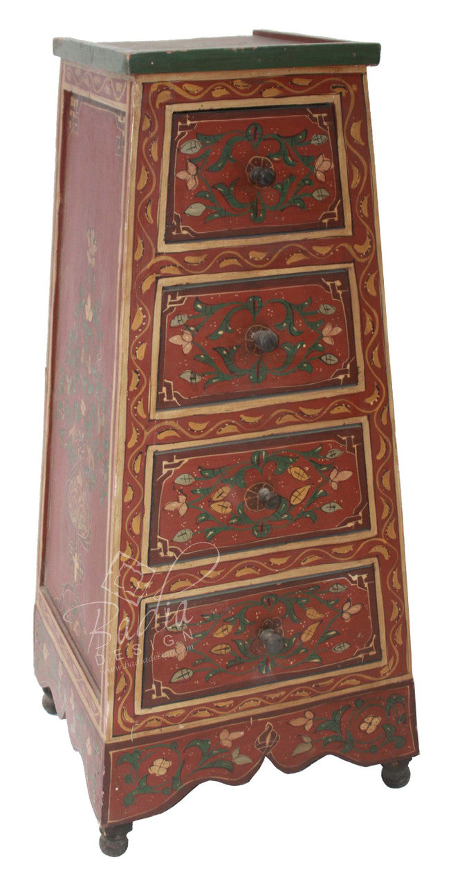 Cedar Carved Hand Painted Cabinet