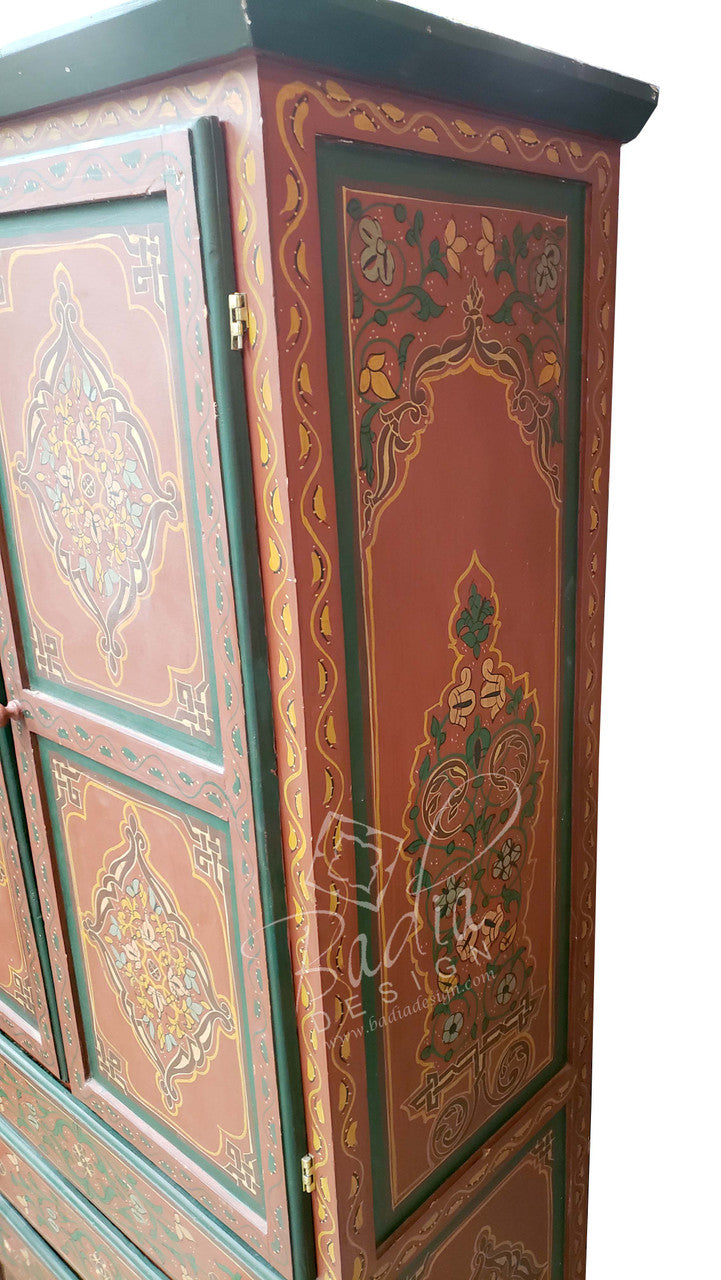 Tall Hand Painted Wooden Cabinet