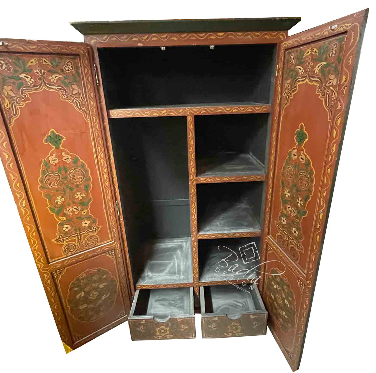 Tall Hand Painted Wooden Cabinet