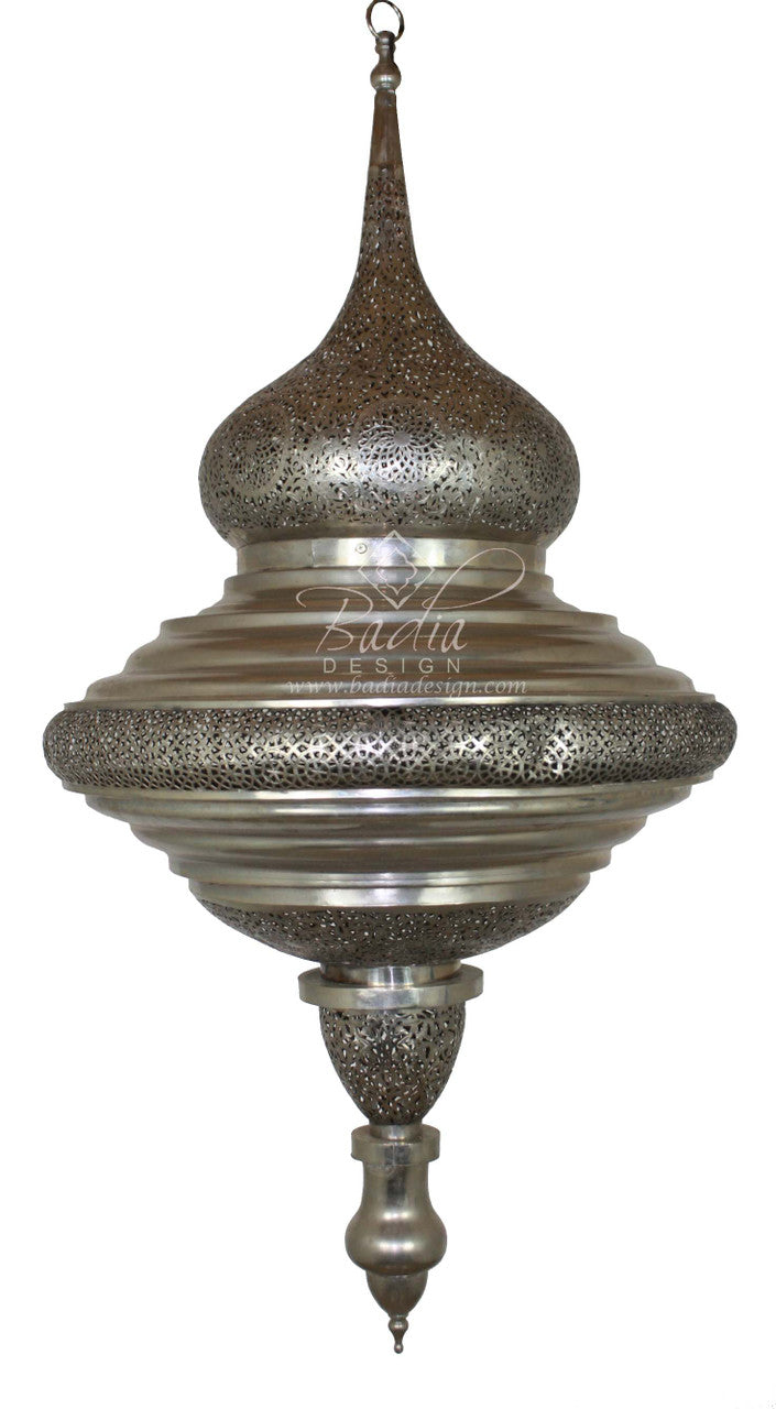 Tall Hand Punched Silver Chandelier