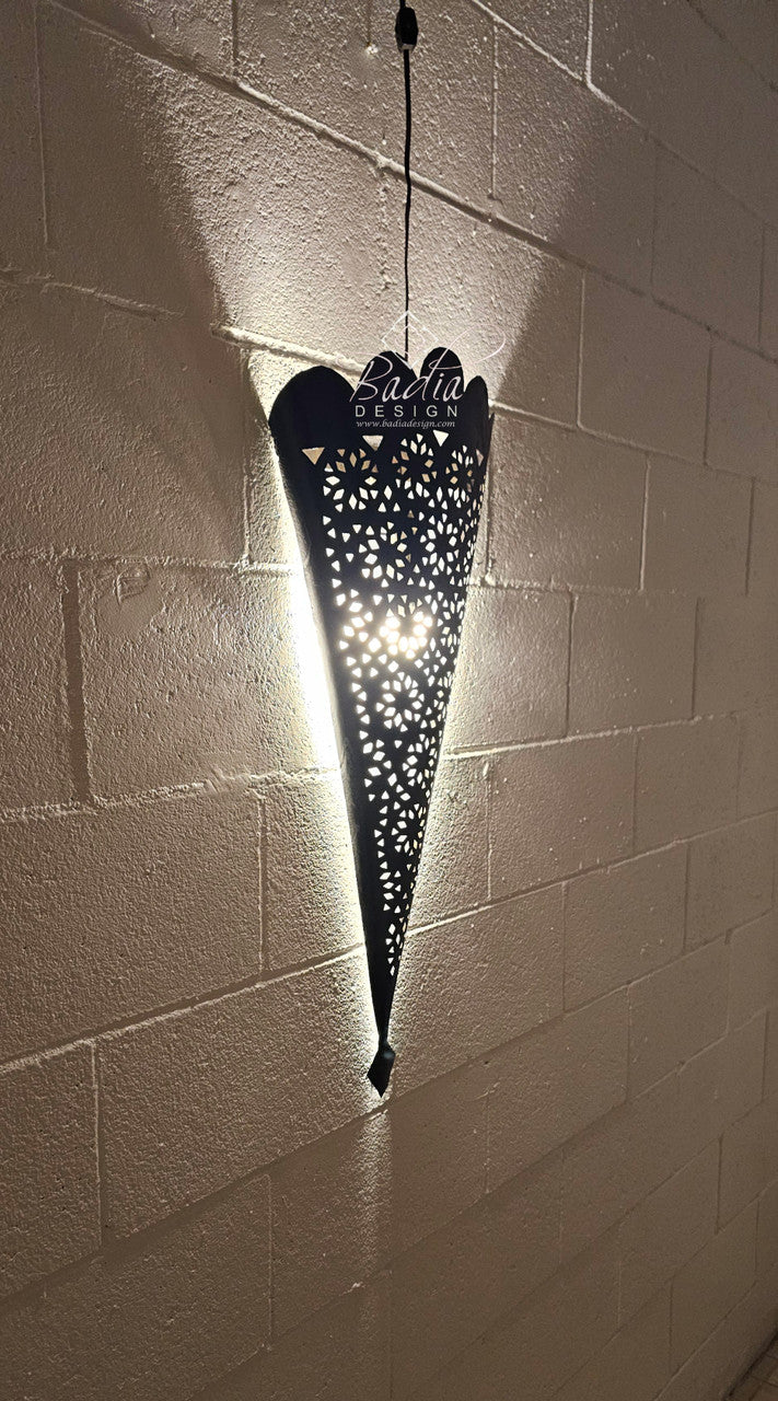 Tall Moroccan Rustic Iron Wall Sconce