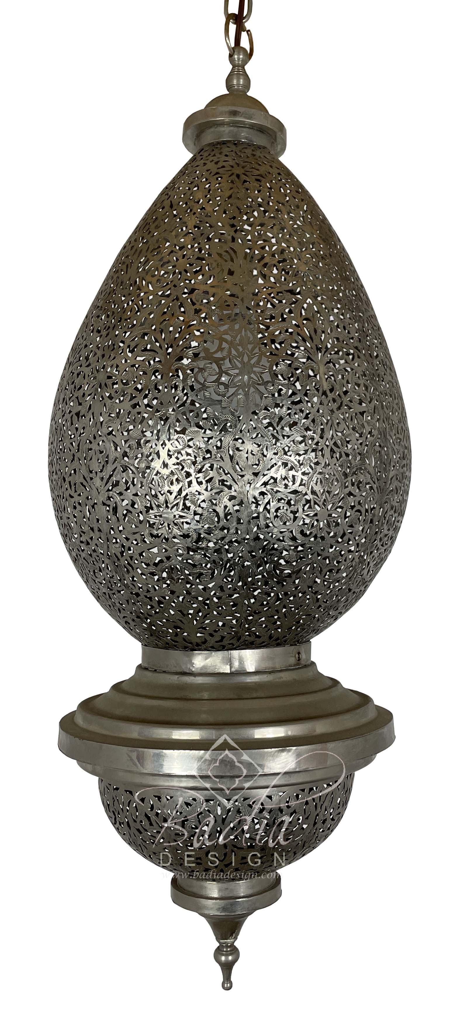 Intricately Designed Hand Punched Silver Chandelier