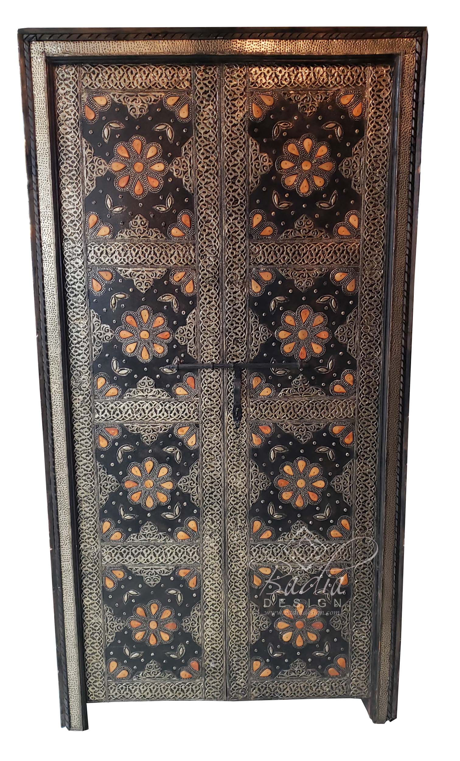 Moroccan Tall Vintage Metal and Bone Door