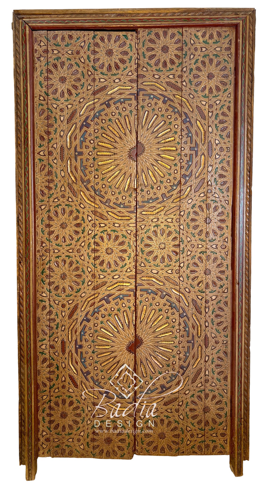 Tall Red Moroccan Hand Painted Door