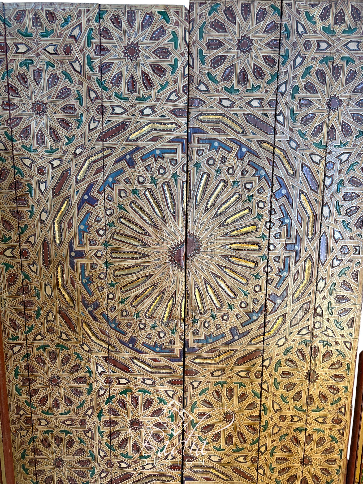 Tall Red Moroccan Hand Painted Door