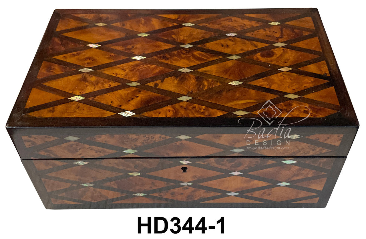 Thuya Wood Jewelry Box with Mother of Pearl Inlay