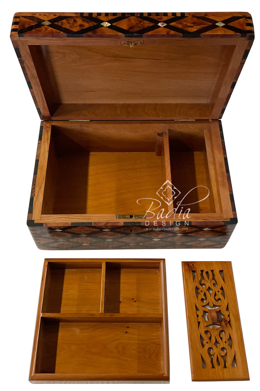 Thuya Wood Jewelry Box with Mother of Pearl Inlay