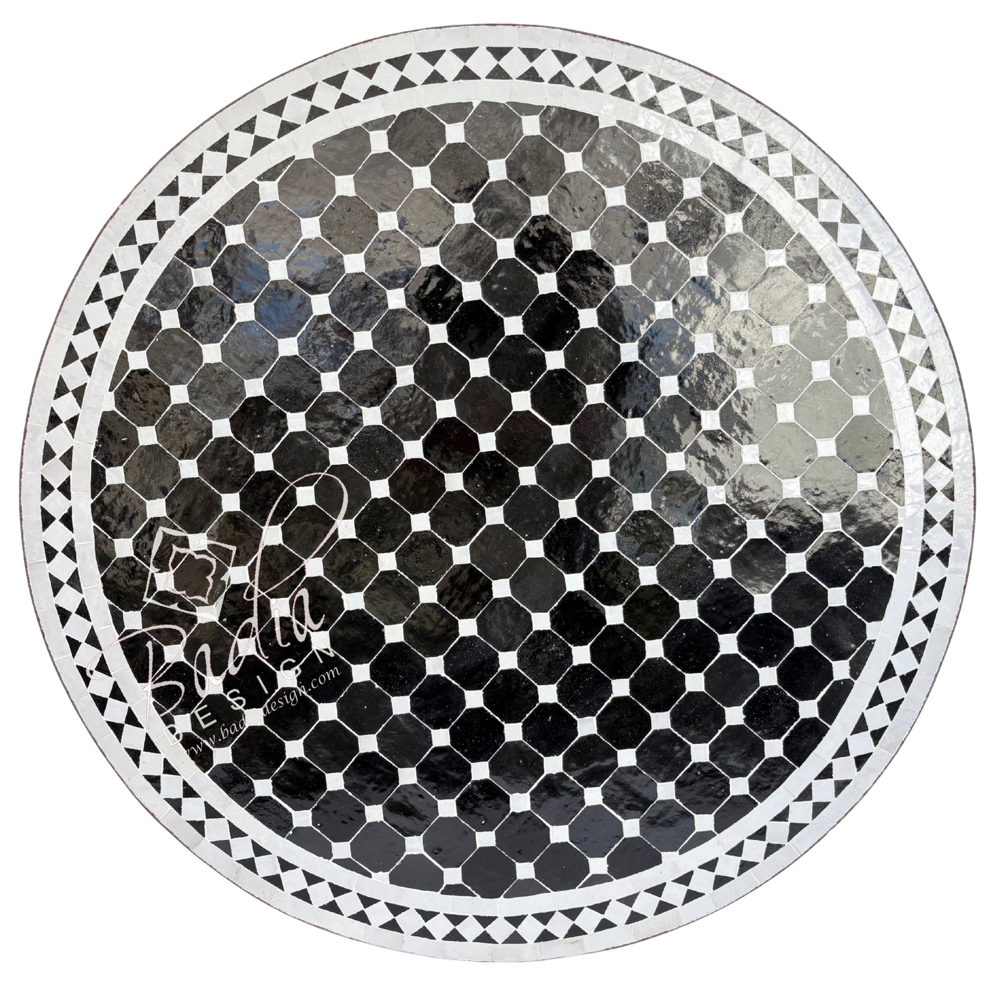 36" Black and White Tile Table Top