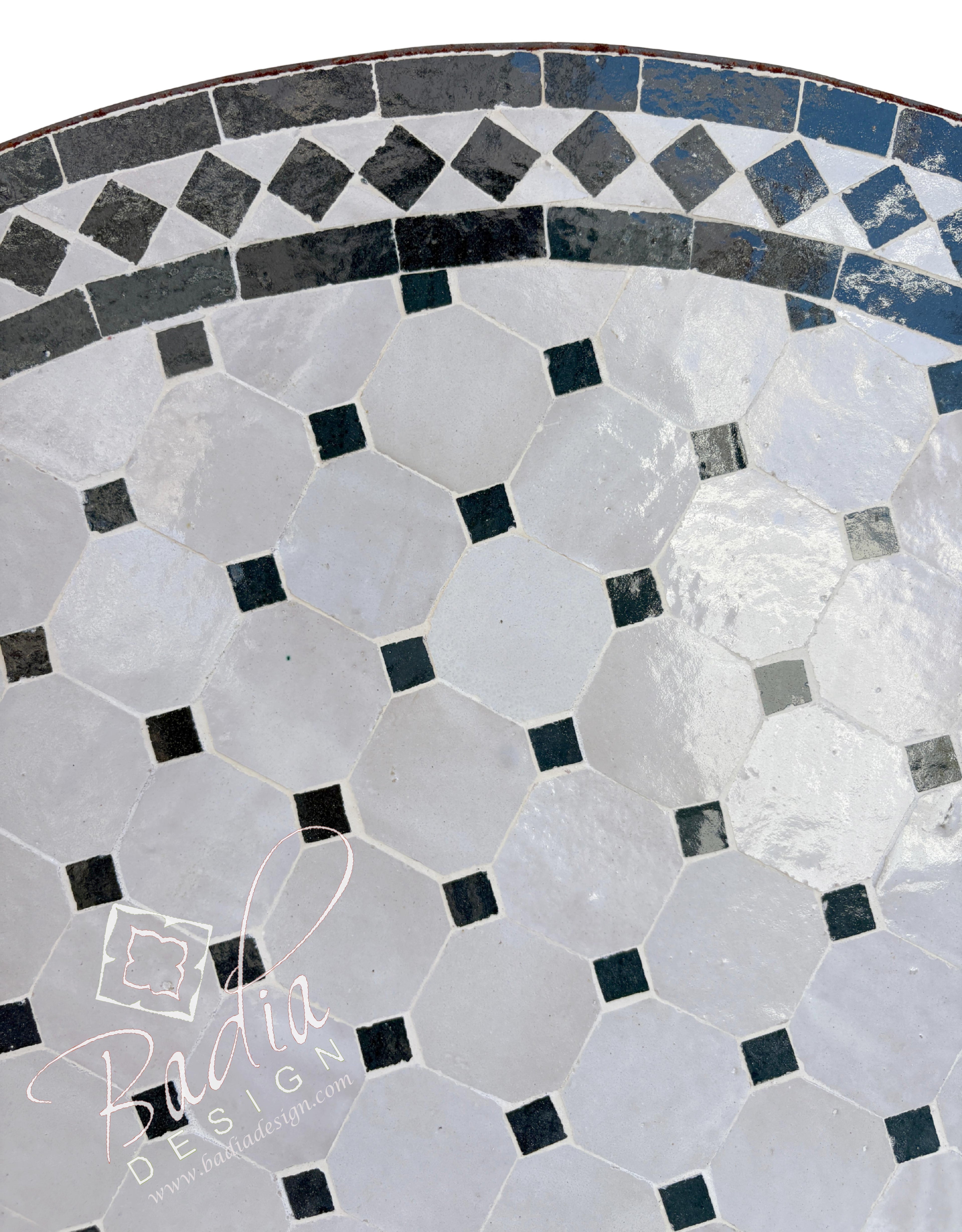 36" Green and Off White Tile Table Top