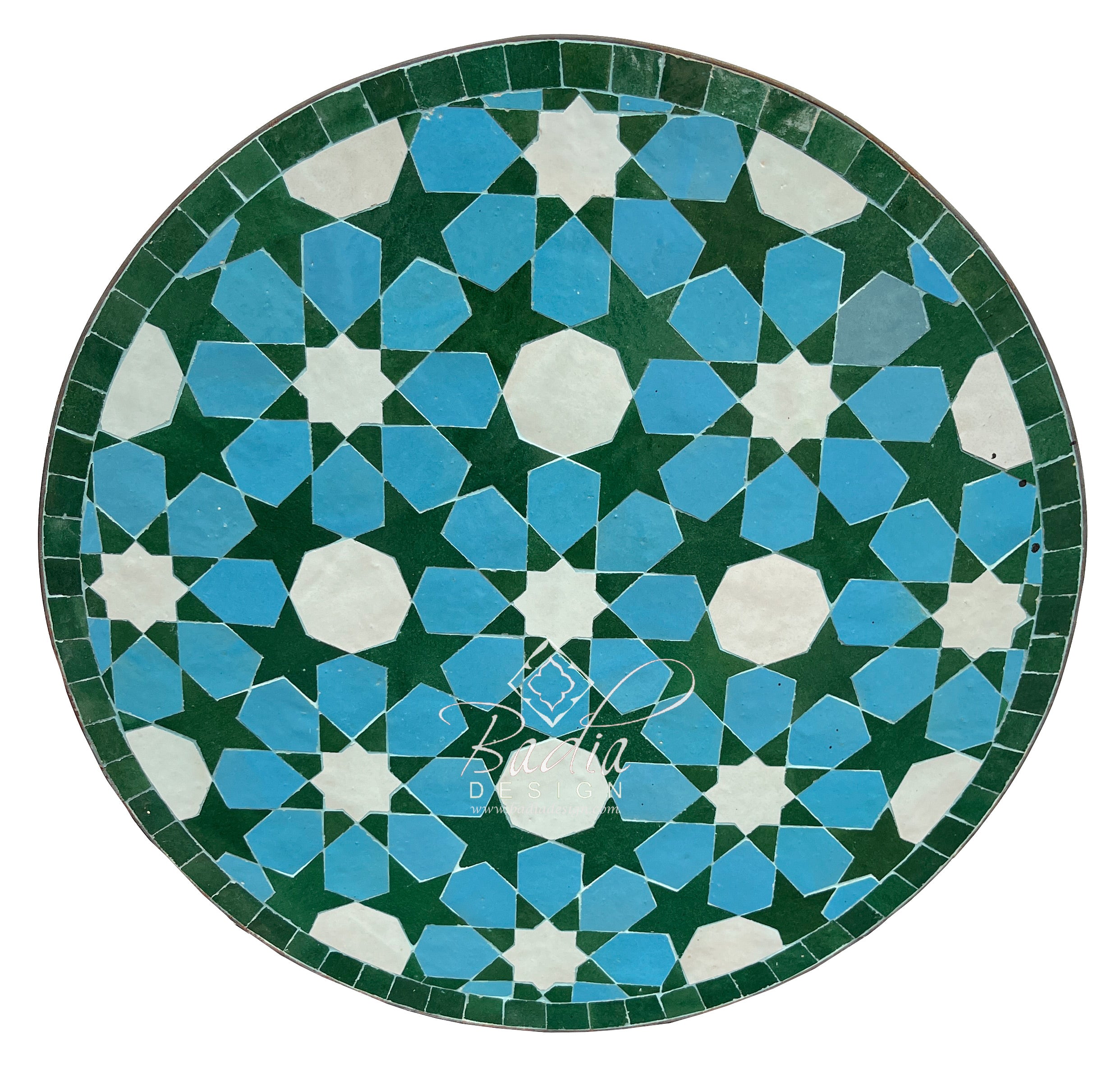 24" Multi-Color Round Tile Table Top
