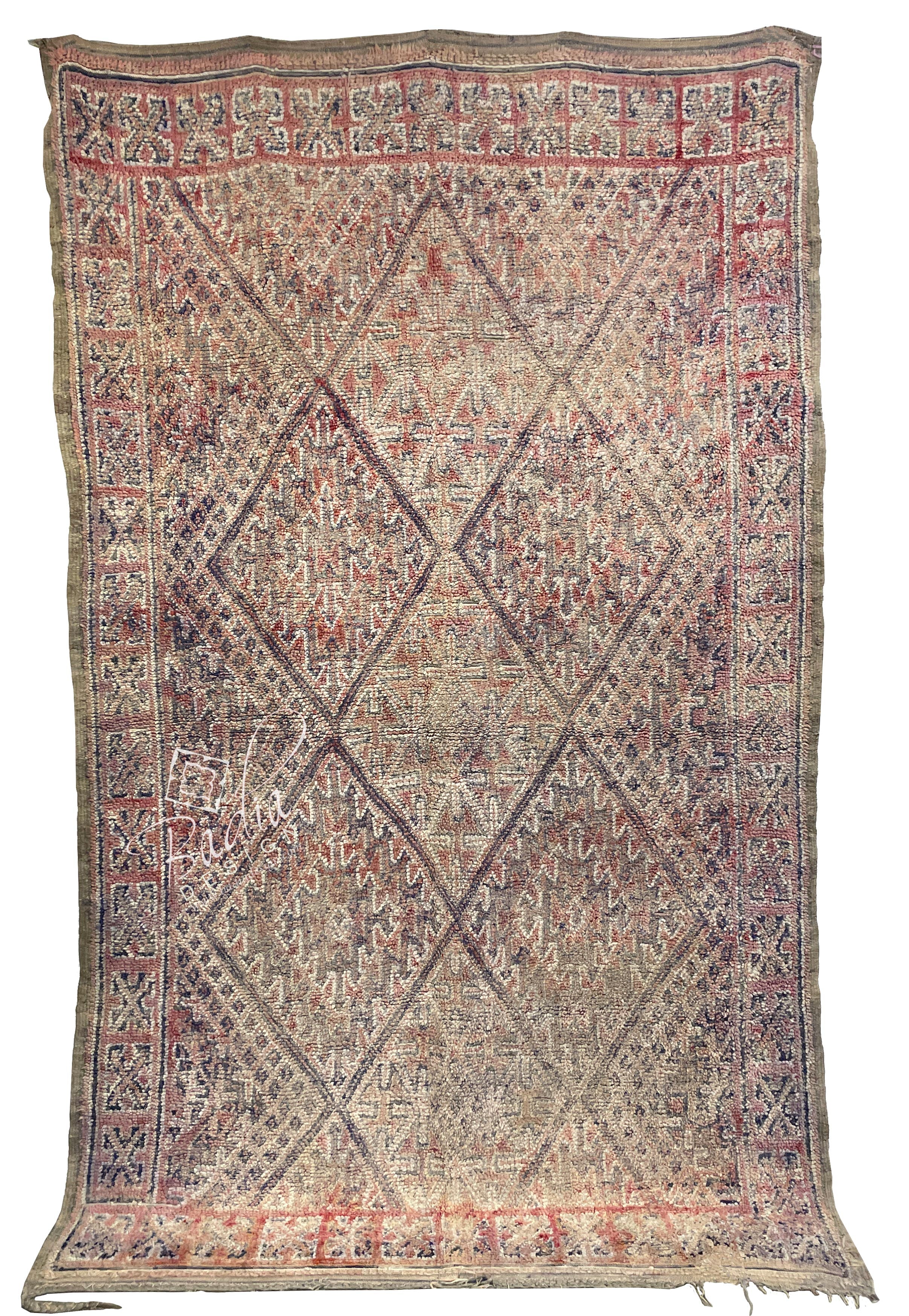 Faded Multi-Color Vintage Moroccan Berber Rug