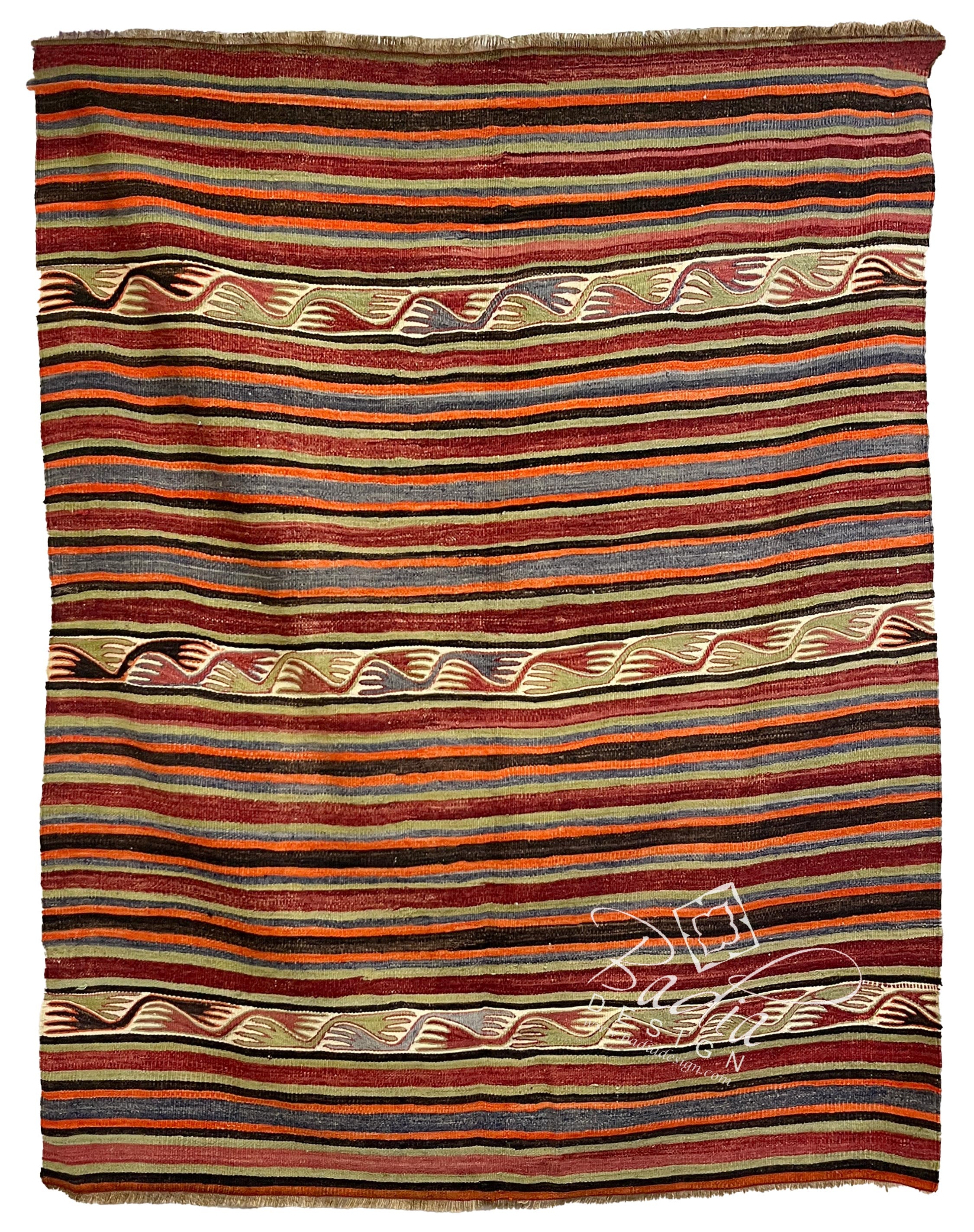 Traditional Turkish Area Rug with Geometric Designs