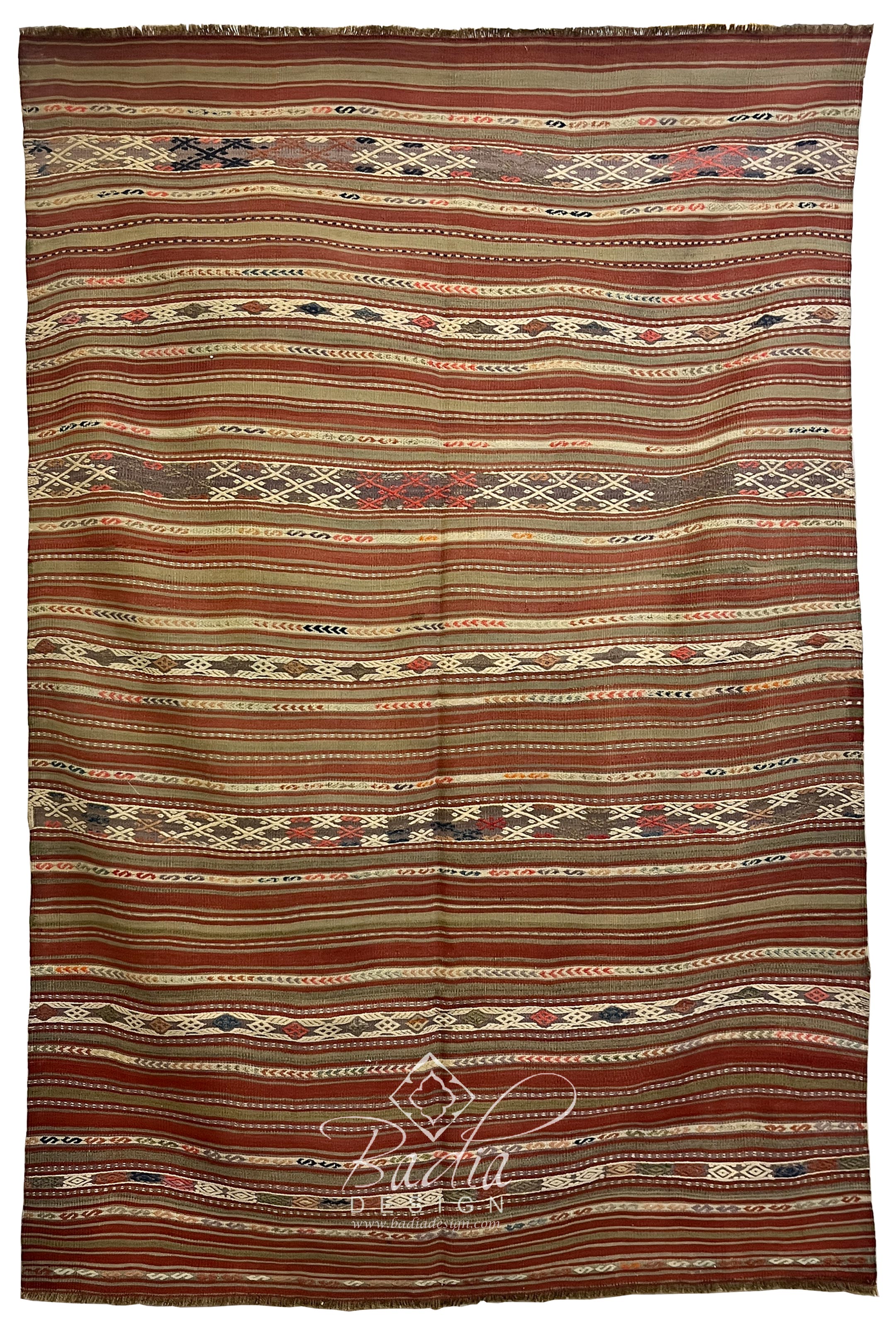 Multi-Color Turkish Rug with Geometric Designs