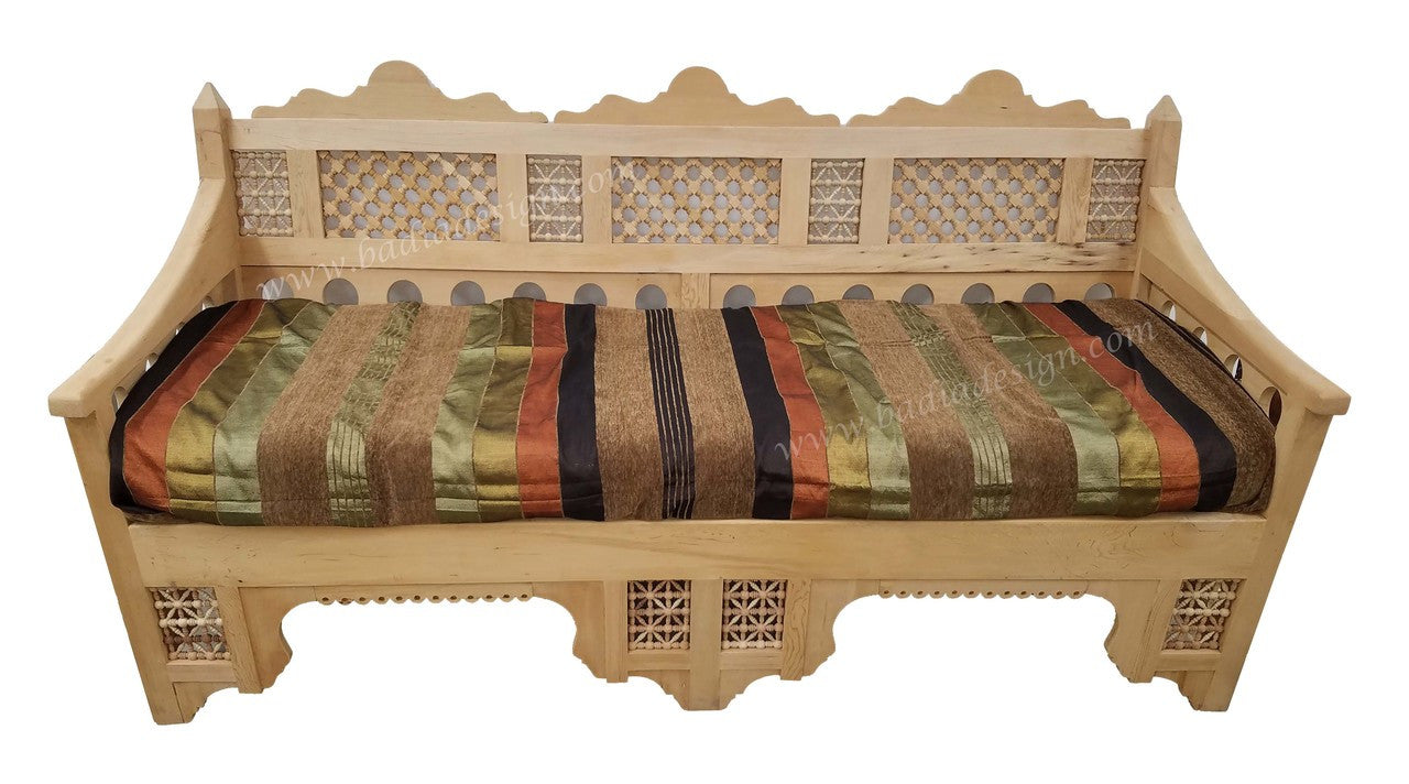 Unstained Hand Carved Cedar Wood Sofa