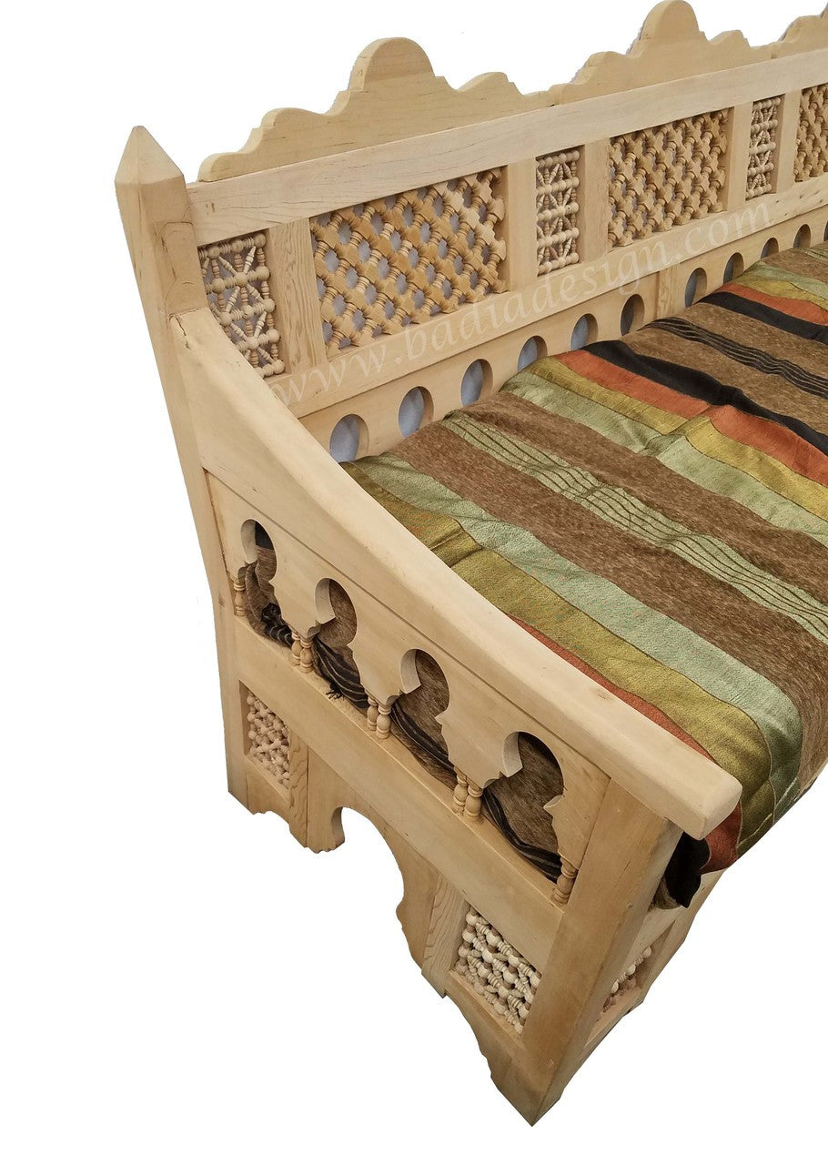 Unstained Hand Carved Cedar Wood Sofa