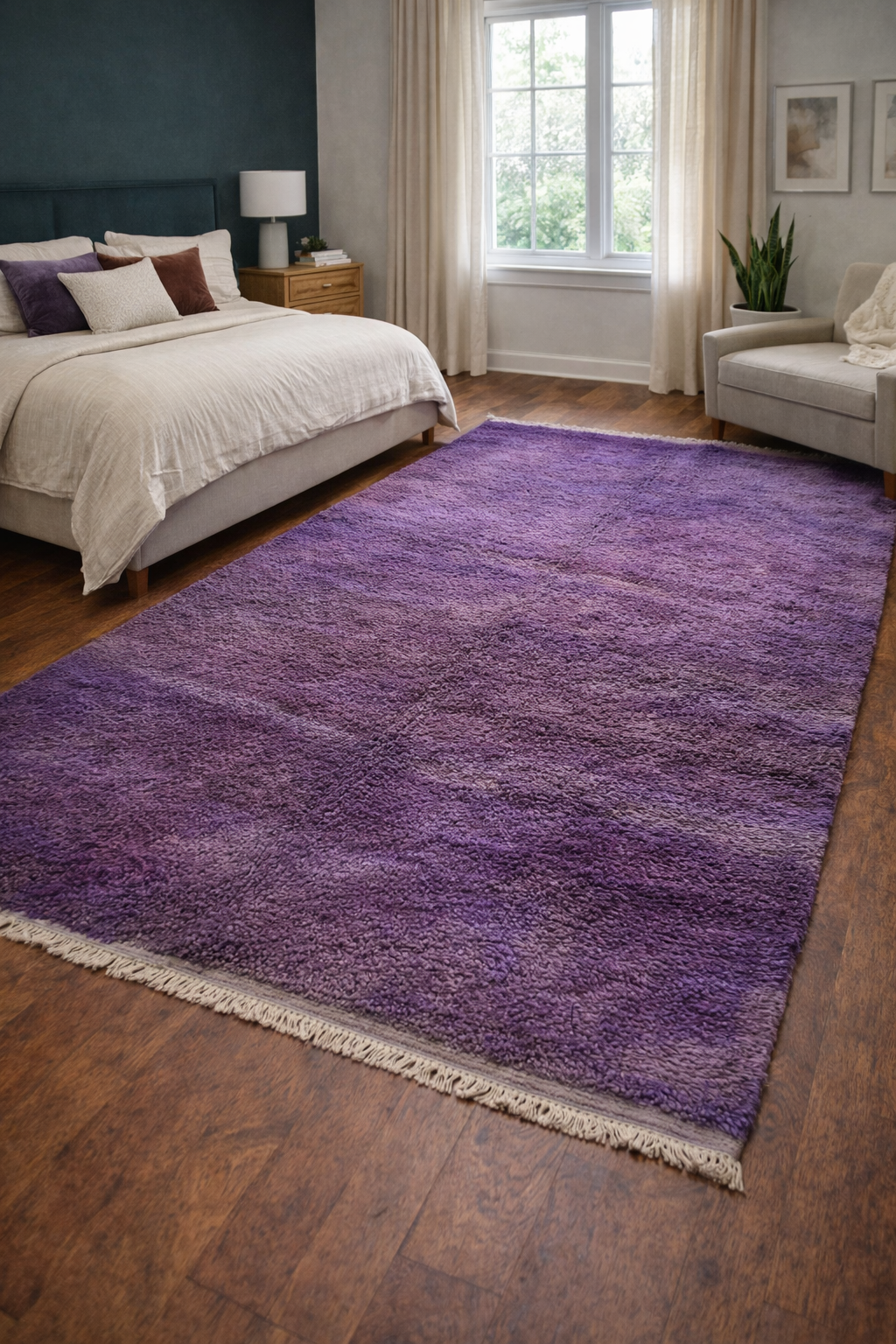 Shaggy Purple Moroccan Berber Rug
