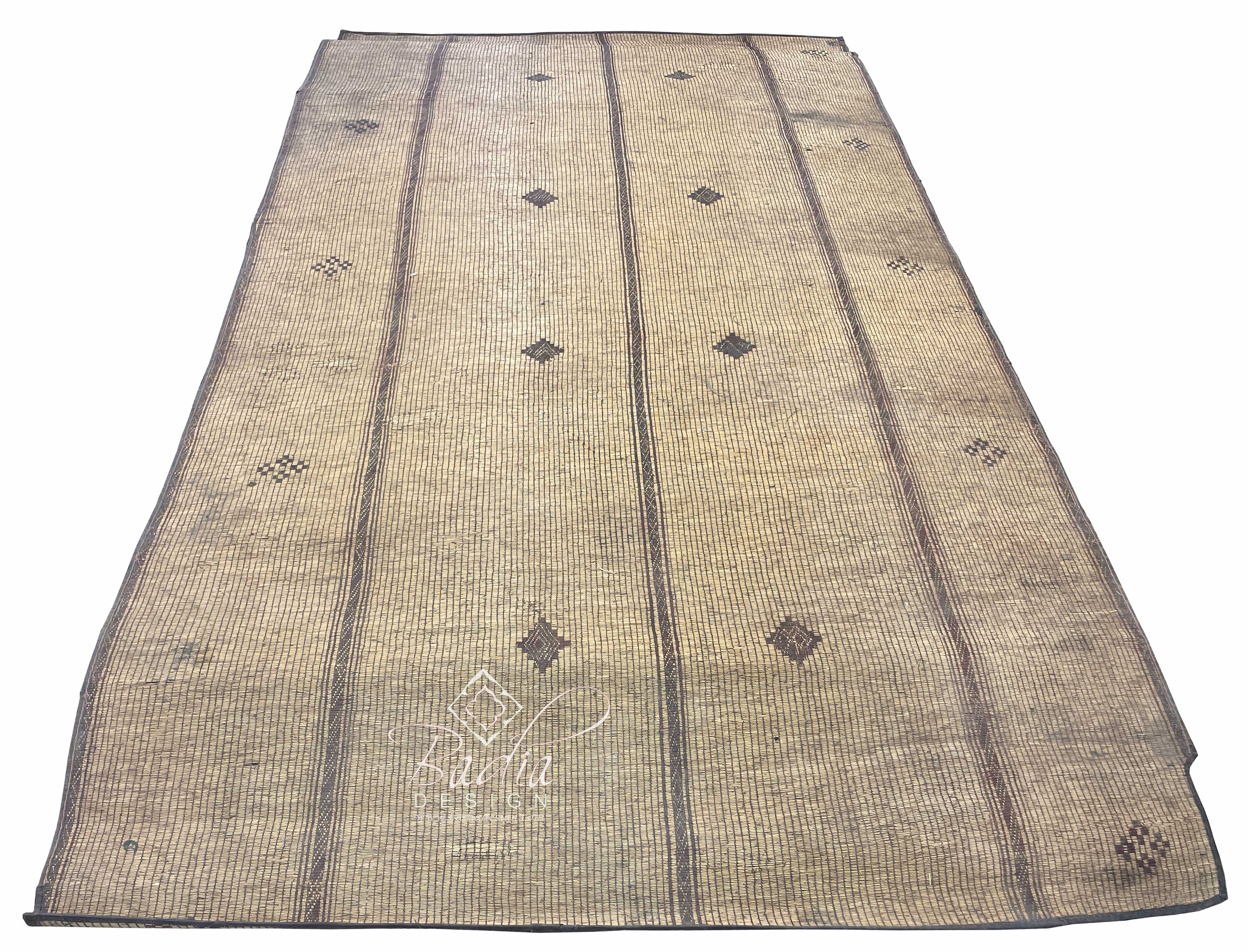 Vintage Handwoven Berber Straw Mat