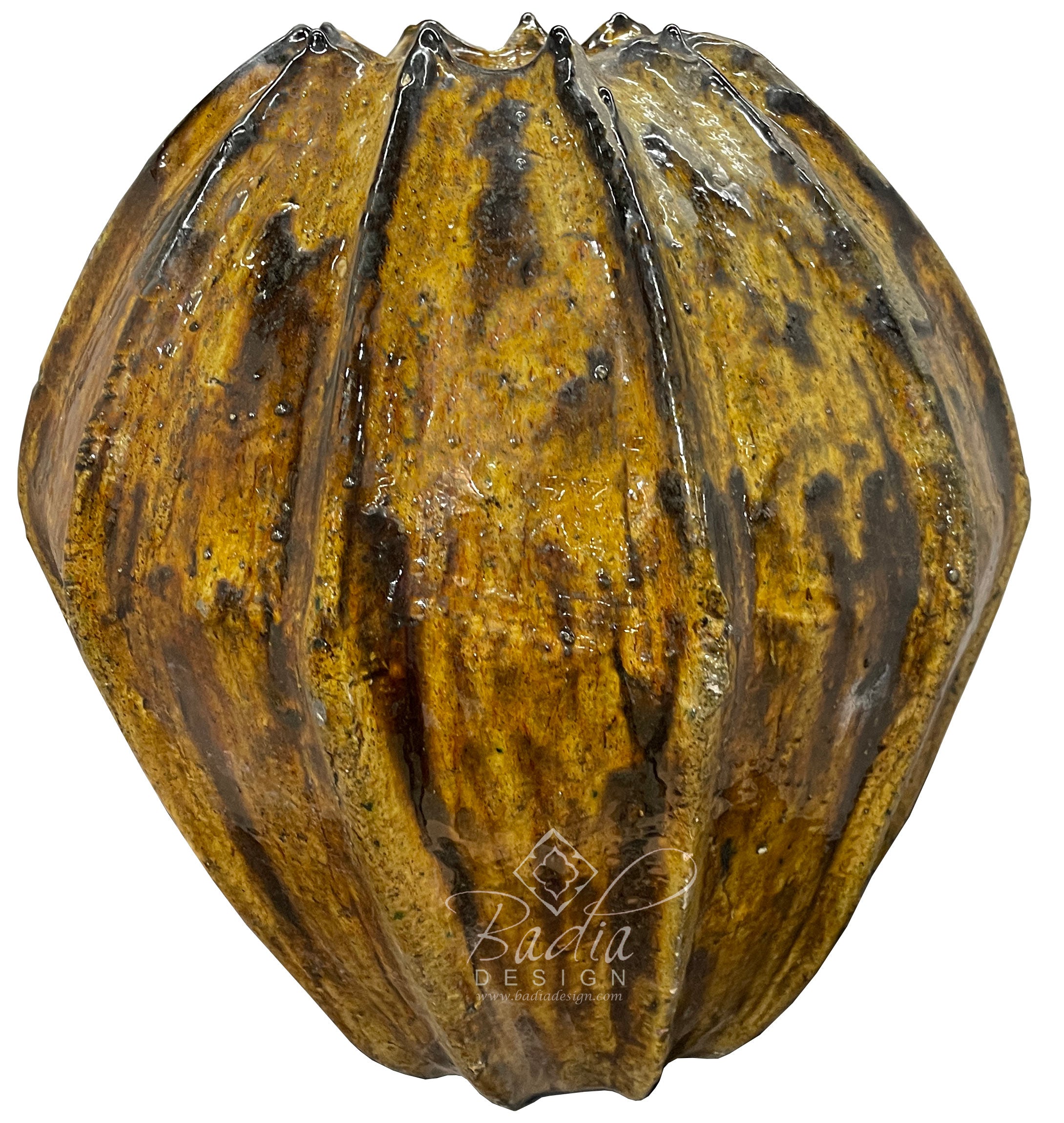 Vintage Moroccan Mustard Yellow Tamegroute Vase