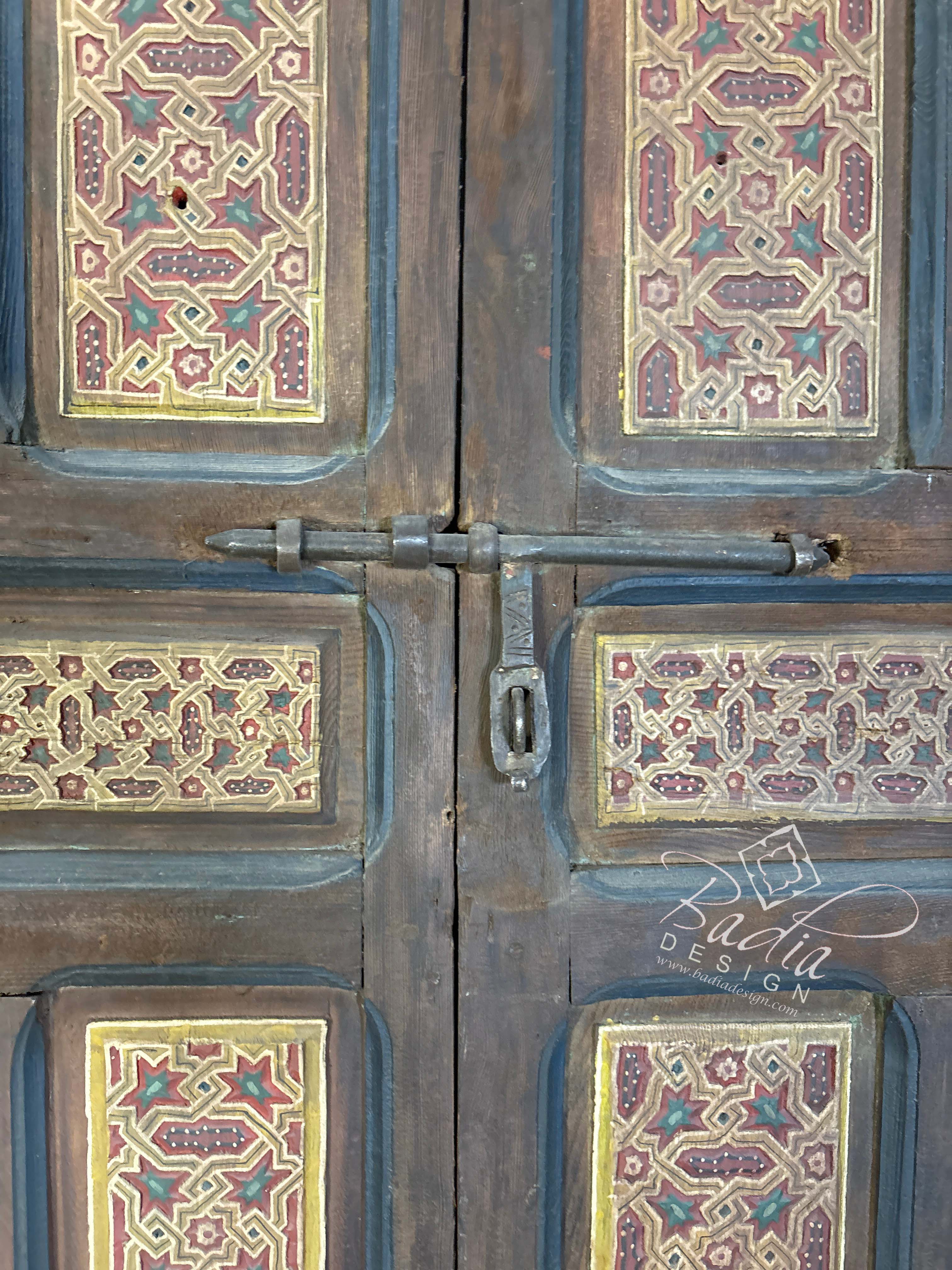 Vintage Red Hand Painted Wooden Door