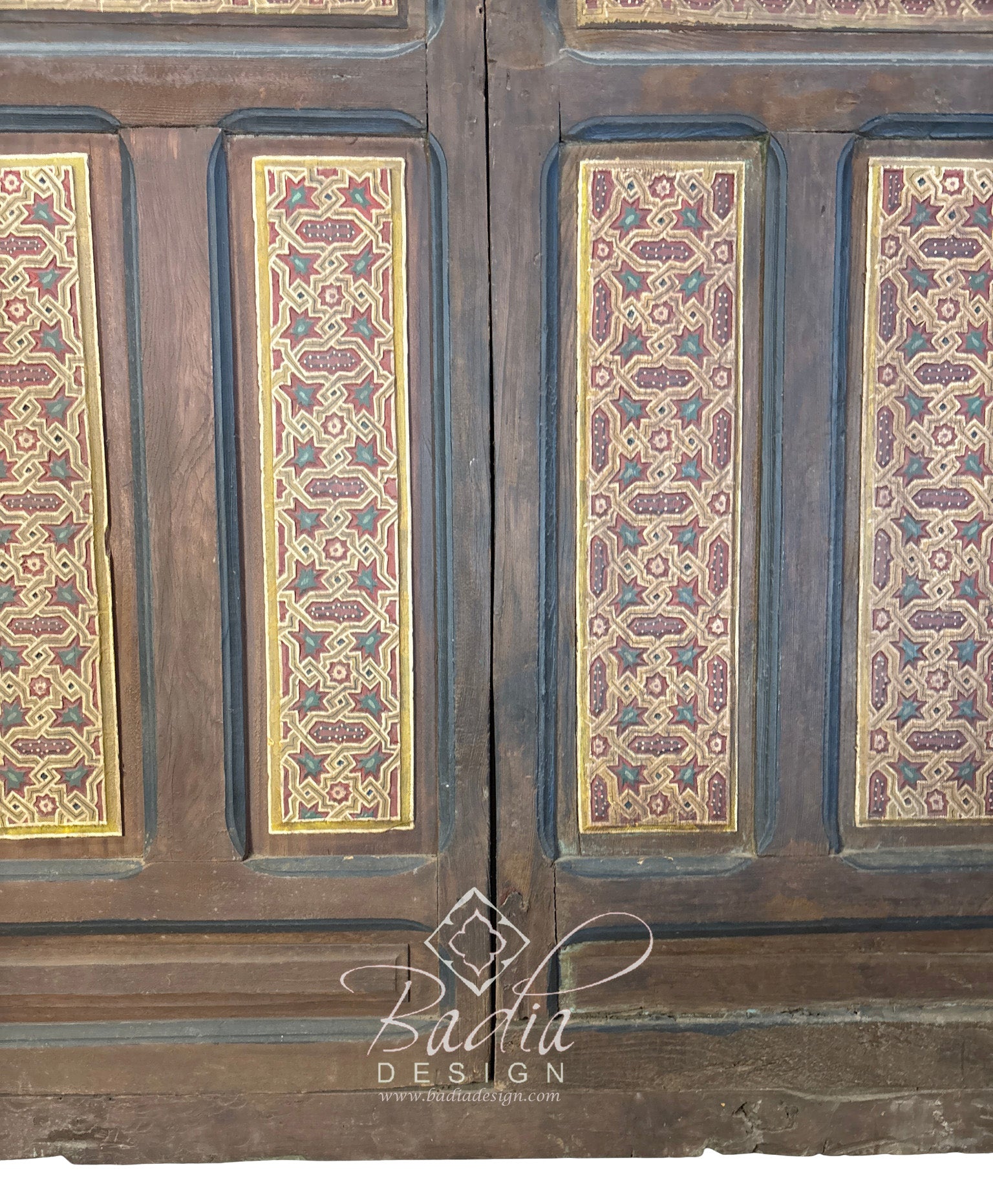 Vintage Red Hand Painted Wooden Door