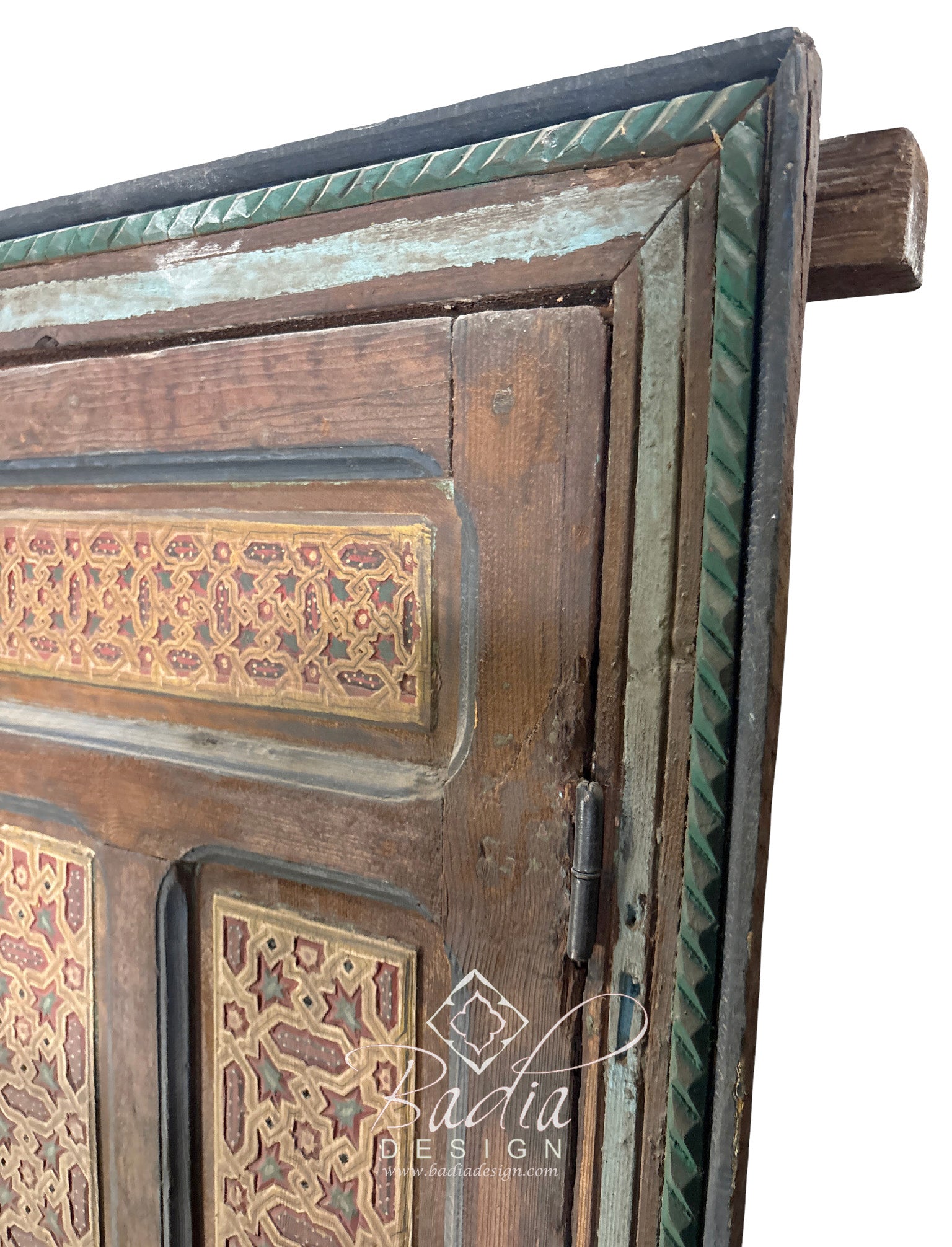 Vintage Red Hand Painted Wooden Door