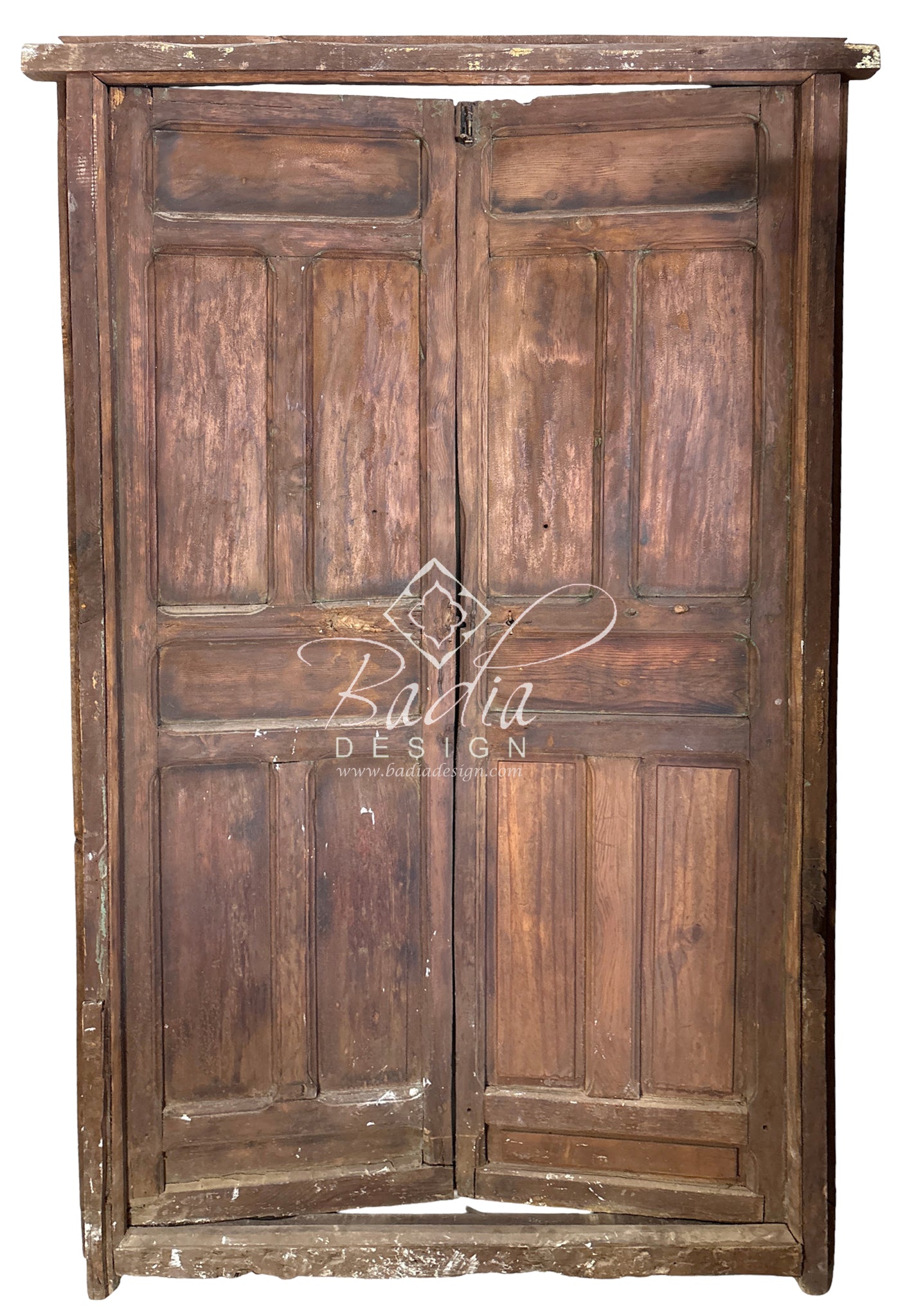 Vintage Red Hand Painted Wooden Door