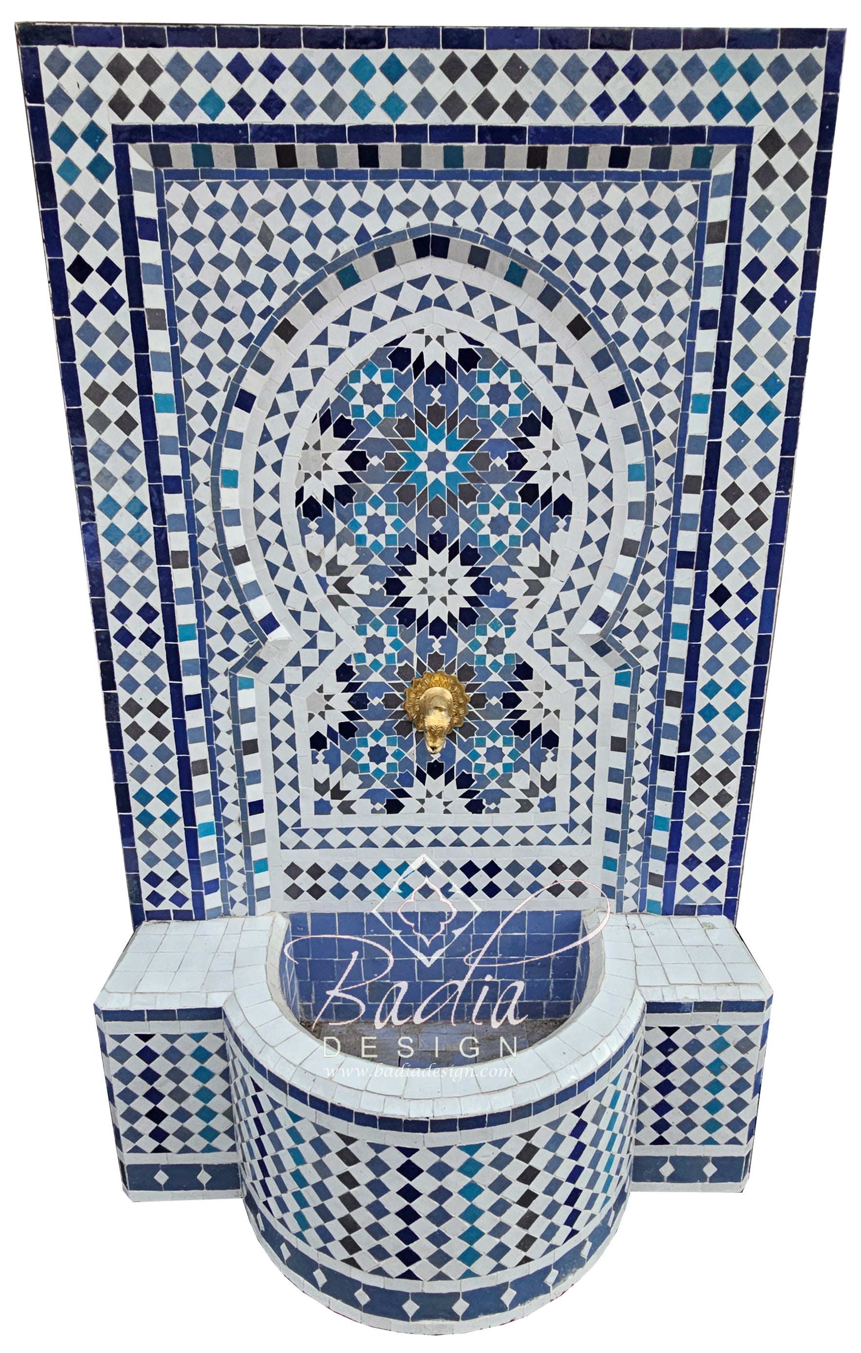 Blue Multi-Color Mosaic Water Fountain