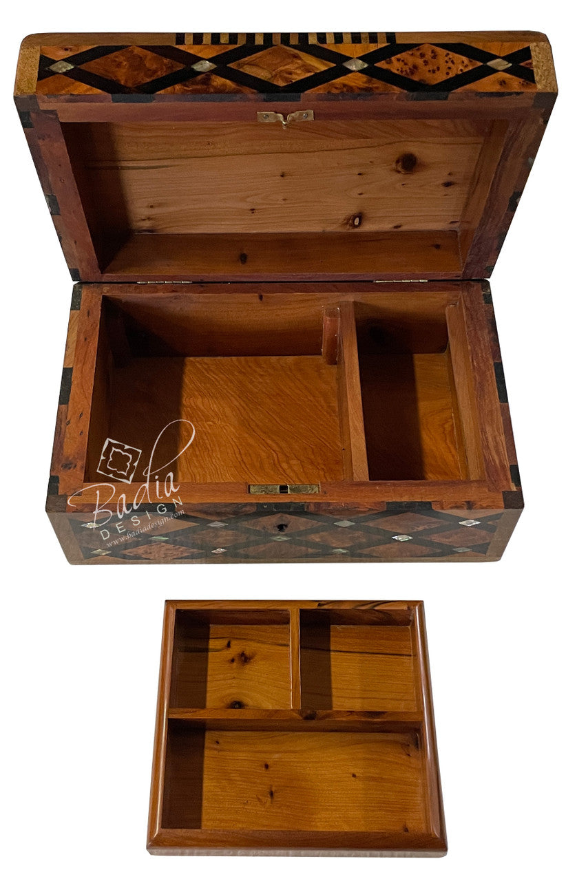 Wooden Thuya Jewelry Box with Mother of Pearl Inlay