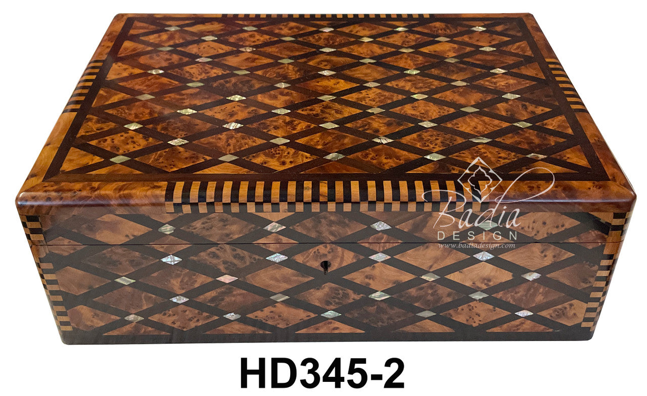 Wooden Thuya Jewelry Box with Mother of Pearl Inlay