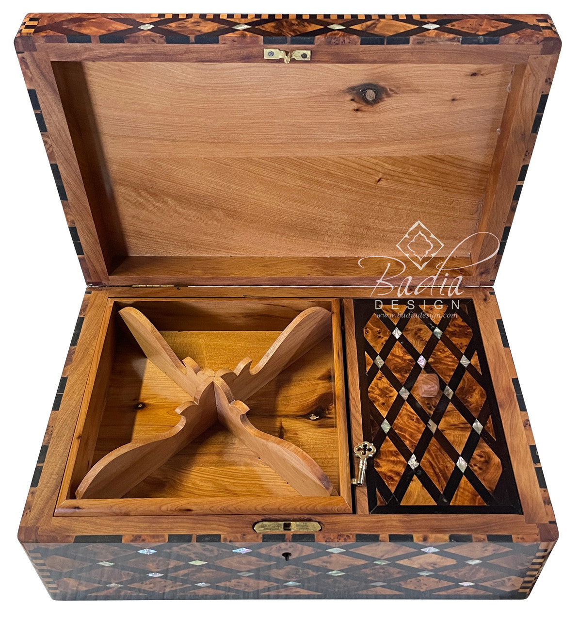Wooden Thuya Jewelry Box with Mother of Pearl Inlay