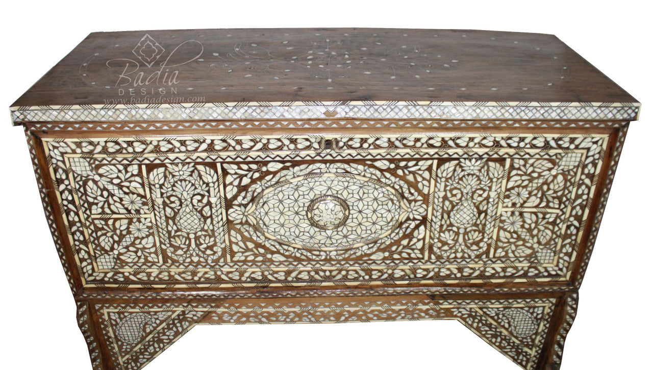Elegant Mother of Pearl Inlay Cedar Wood Chest