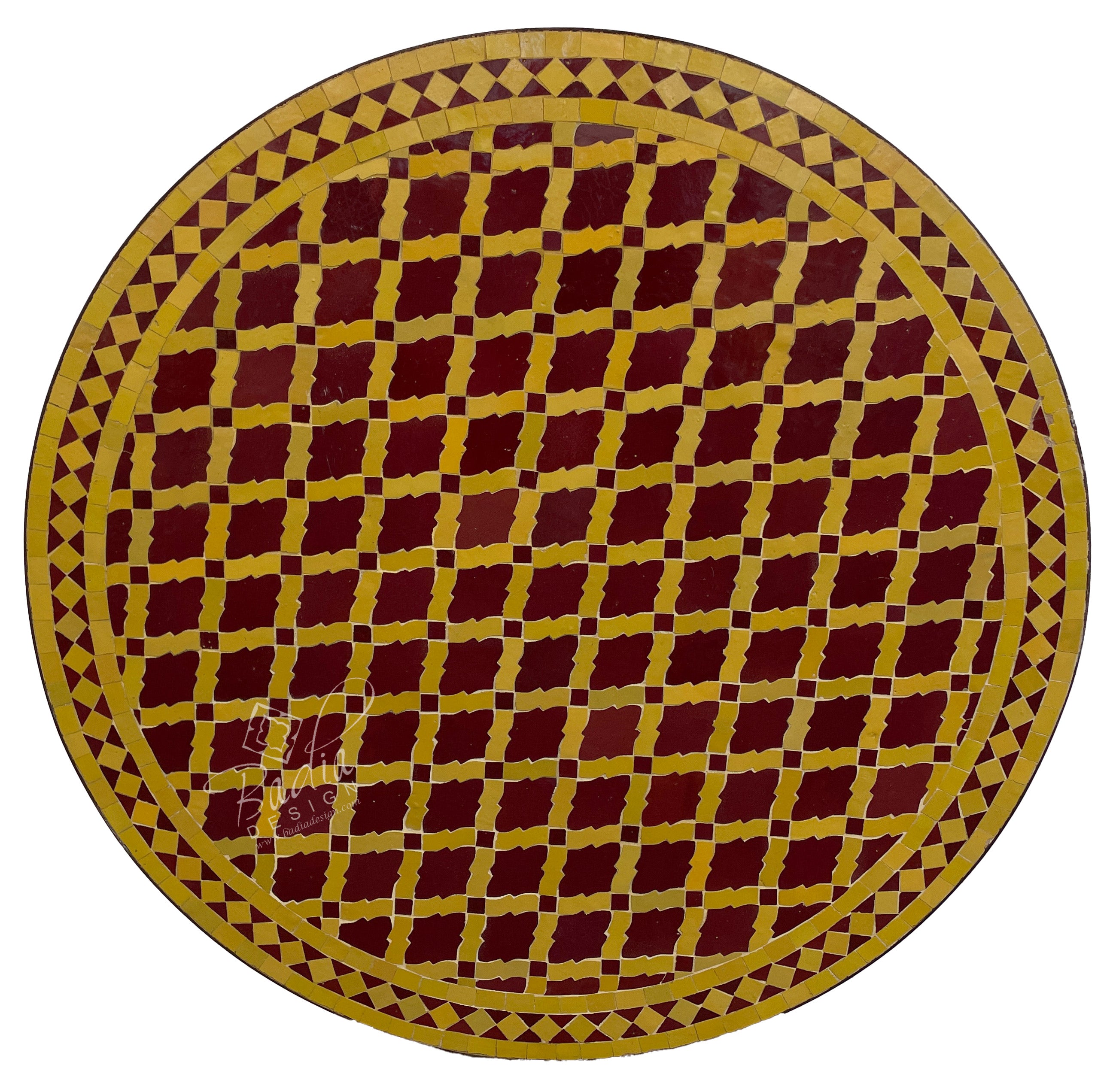 32" Round Yellow Moroccan Tile Table Top