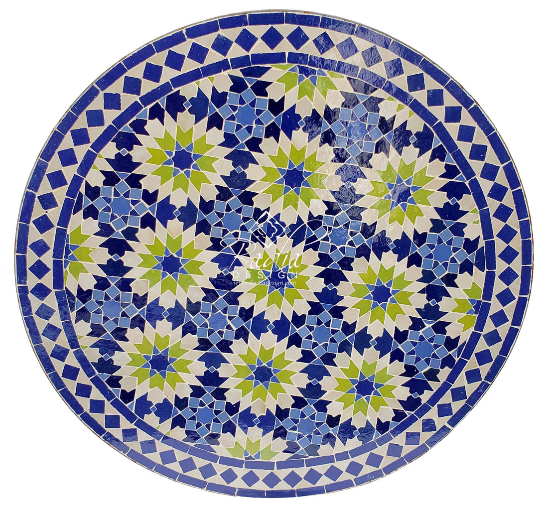 32" Blue Intricately Designed Mosaic Tile Table Top