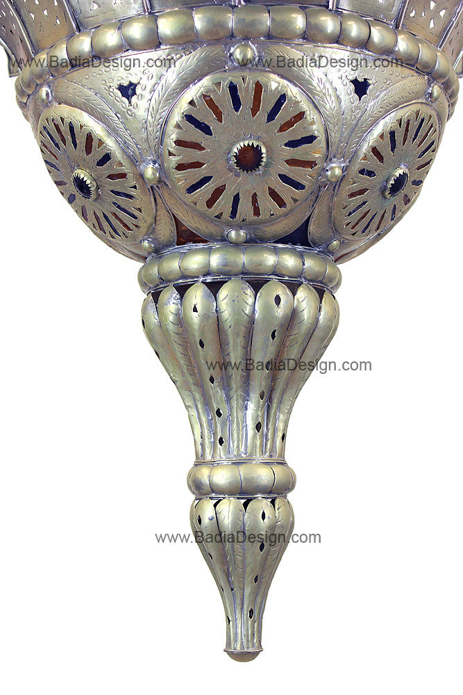 Silver Chandelier with Multi-Color Glass