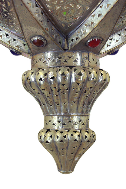 Silver Chandelier with Multi-Color Glass