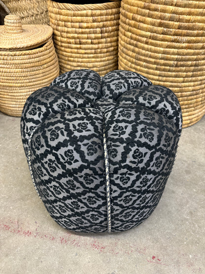 Grey Moroccan Fabric Pouf