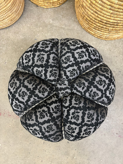 Grey Moroccan Fabric Pouf