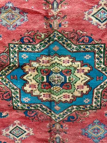 Vintage Red and Blue Rabat Rug