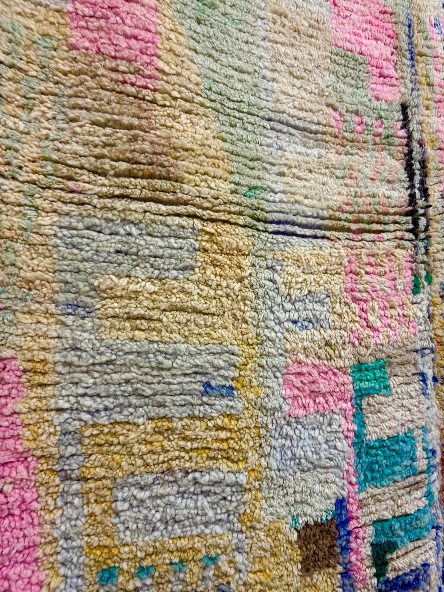 Abstract Boujaad Pastel Handwoven Wool Rug
