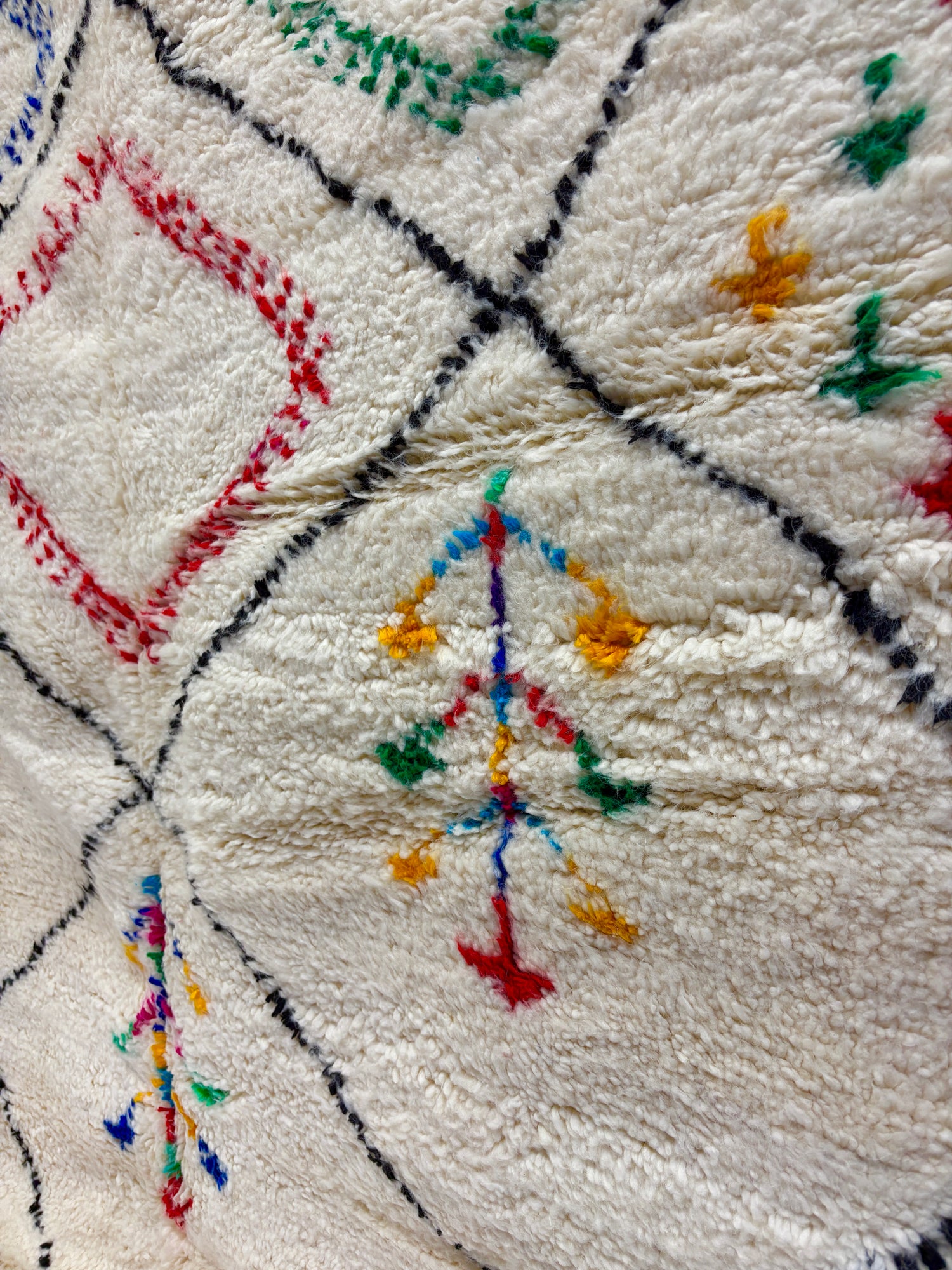 Azilal Ivory Diamond Multicolor Wool Rug