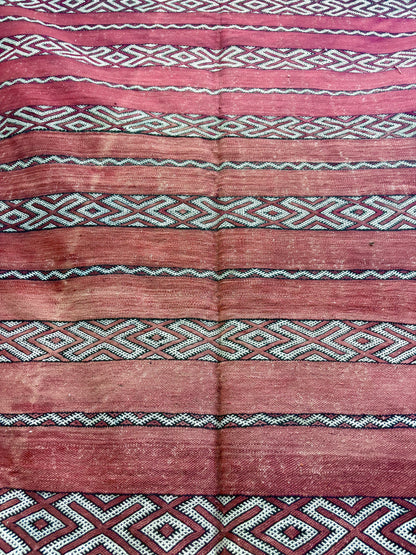 Vintage Zemmour Moroccan Kilim with Red Stripes