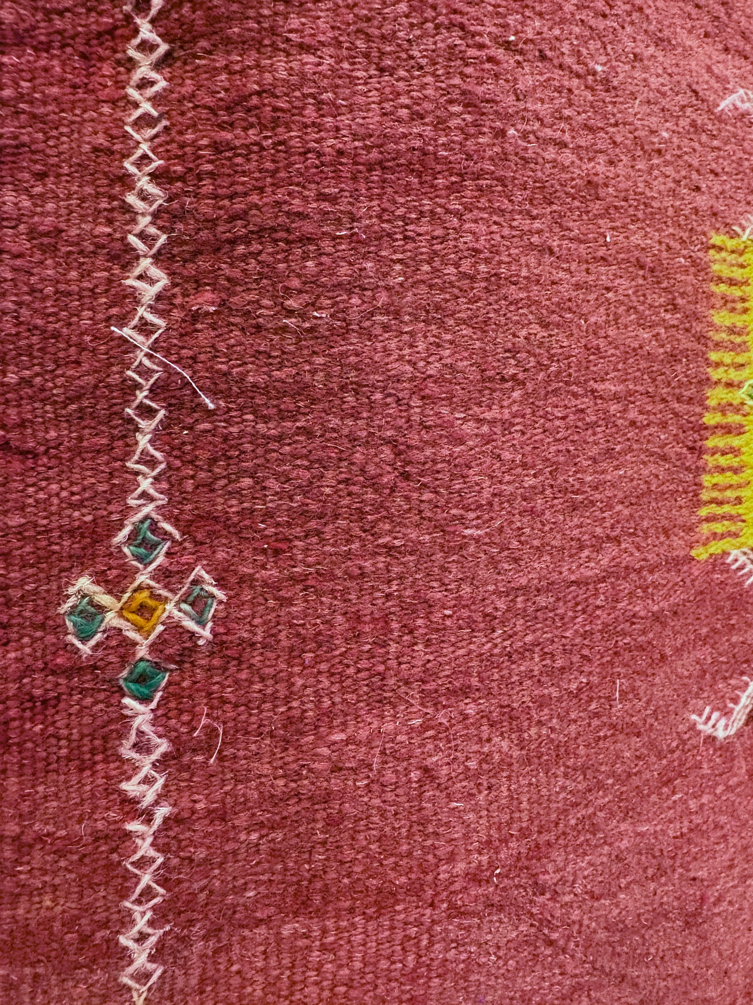 Sabra Cactus Silk Moroccan Kilim Runner with Crimson Field