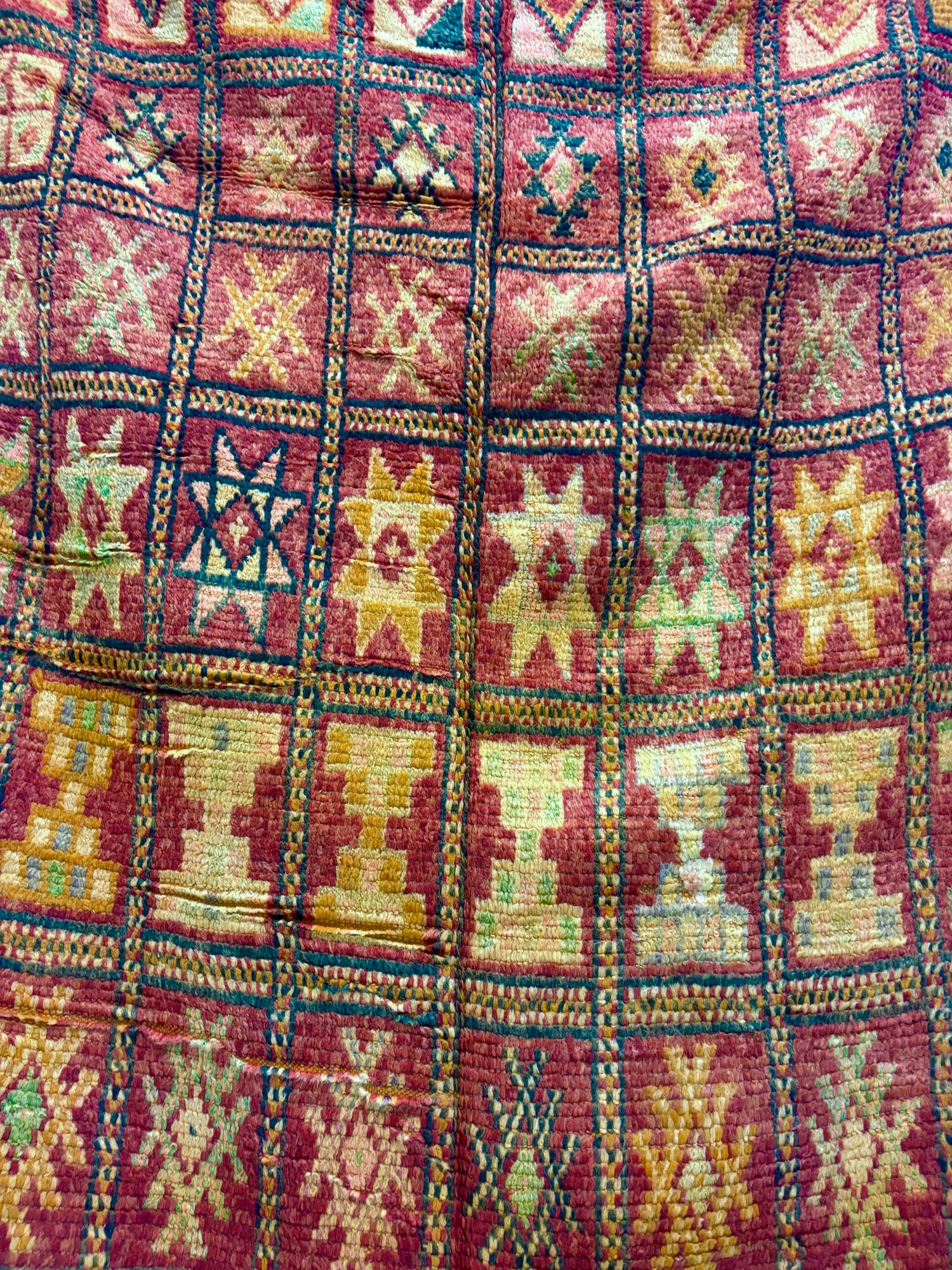 Vintage Boujaad Rug with Tribal Glyph Field
