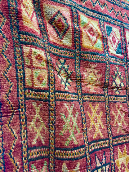 Vintage Boujaad Rug with Tribal Glyph Field