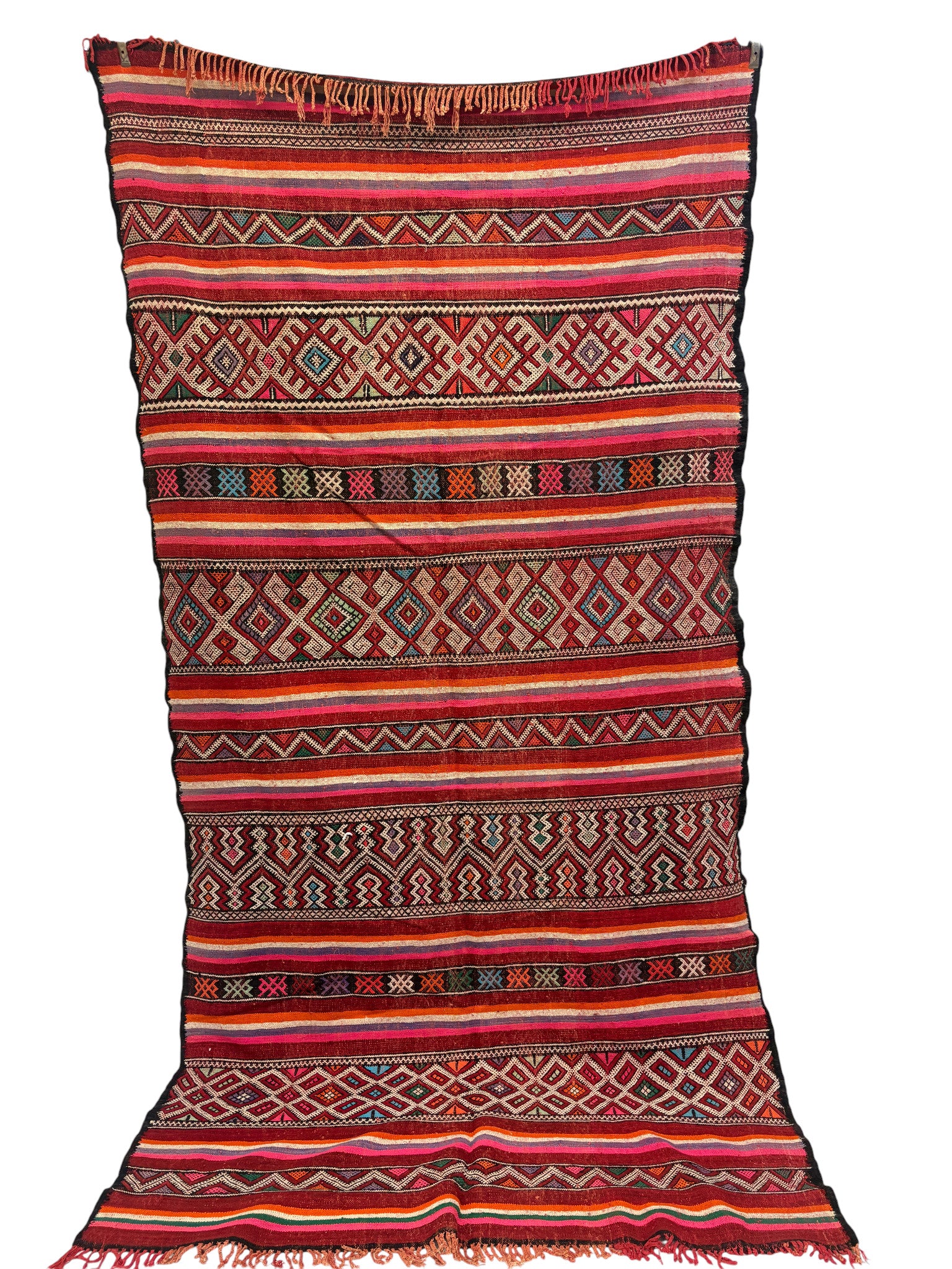 Aït Bou Ichaouen Kilim with Polychrome Stripes