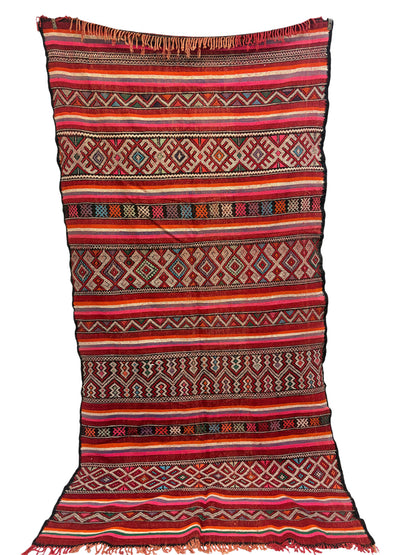 Aït Bou Ichaouen Kilim with Polychrome Stripes